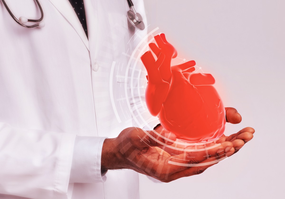 doctor holding image of heart in hands